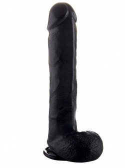 Чёрный фаллоимитатор Realistic Cock 15  With Scrotum - 38 см.