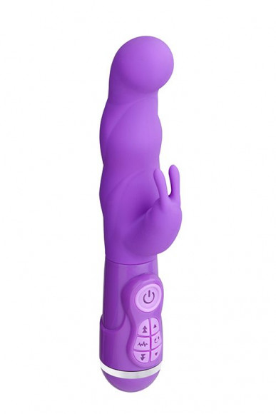 Фиолетовый вибратор с клиторальным стимулятором NSTYLE DUO VIBRATOR 5.5INCH - 14 см.