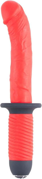 Красный вибратор с двумя моторами и рукоятью Красный вибратор с двумя моторами и рукоятью