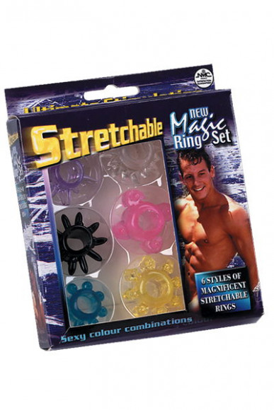 Набор из 6 эластичных разноцветных эрекционных колец 