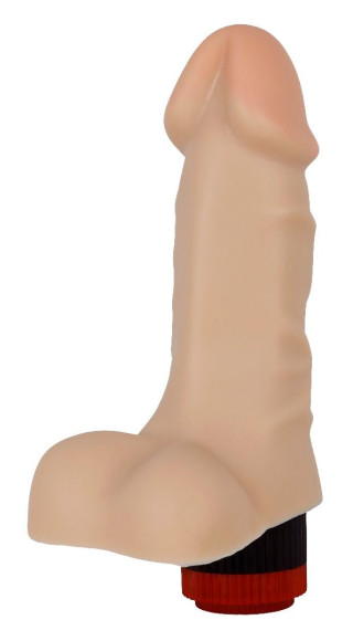 Телесный реалистичный вибратор с мошонкой - 16,5 см. Телесный реалистичный вибратор с мошонкой - 16,5 см.