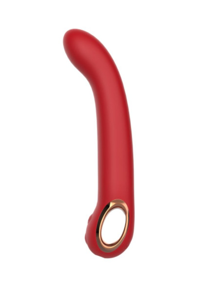 Красный силиконовый вибратор с загнутым кончиком - 22,1 см. Красный силиконовый вибратор с загнутым кончиком - 22,1 см.