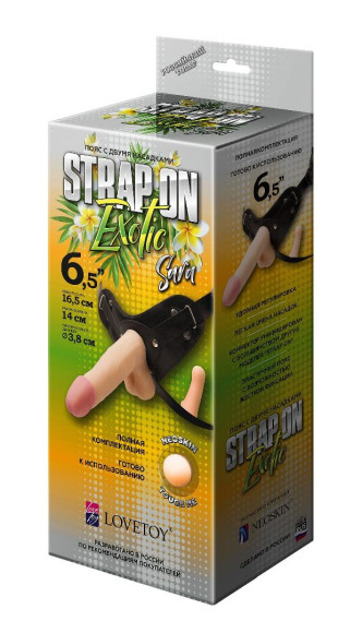 Пояс-трусики с 2 насадками Exotic-Sara - 16,5 см. Пояс-трусики с 2 насадками Exotic-Sara - 16,5 см.