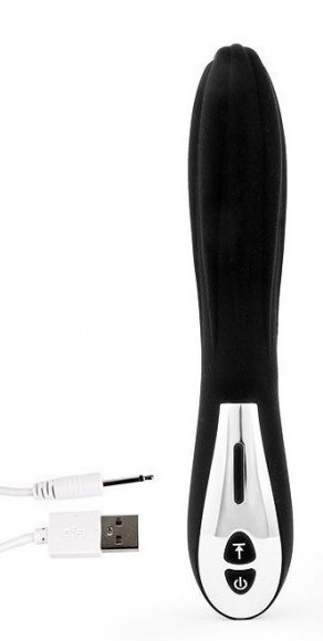 Черный вибромассажер с 12 режимами вибрации - 23 см.