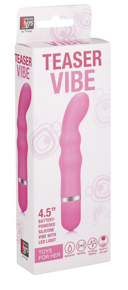 Розовый силиконовый вибратор NEON TEASER VIBE PINK - 11,4 см.