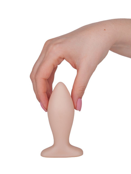 Телесная анальная пробка с широким основанием - 9 см. Телесная анальная пробка с широким основанием - 9 см.