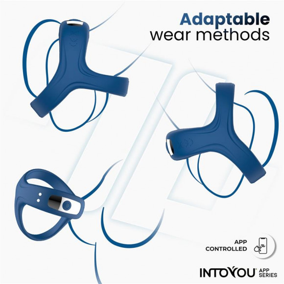 Синее интерактивное эрекционное виброкольцо Rank