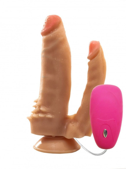 Телесный анально-вагинальный вибромассажер с ионами серебра и выносным пультом №11 - 17 см. Телесный анально-вагинальный вибромассажер с ионами серебра и выносным пультом №11 - 17 см.
