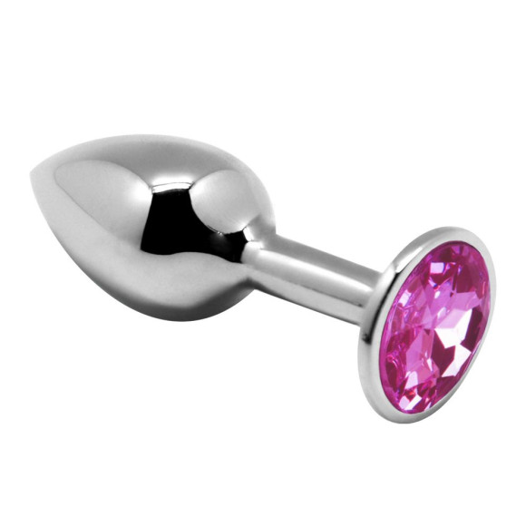 Серебристая анальная втулка с розовым кристаллом Mini Metal Butt Plug Size S - 7 см. Серебристая анальная втулка с розовым кристаллом Mini Metal Butt Plug Size S - 7 см.