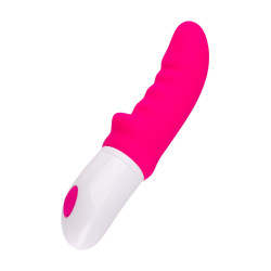 Розовый вибратор с рёбрышками - 18 см. Розовый вибратор с рёбрышками - 18 см.