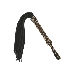 Черная плеть с заклепками на рукояти - 48 см. Черная плеть с заклепками на рукояти - 48 см.