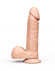 Гелевый фаллоимитатор с мошонкой на присоске - 19 см.