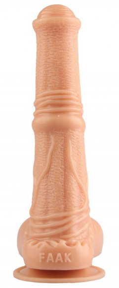 Телесный фаллоимитатор-реалистик с мошонкой - 25 см.