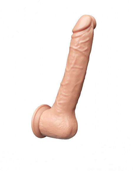 Телесный рельефный фаллоимитатор-реалистик на присоске - 19 см.