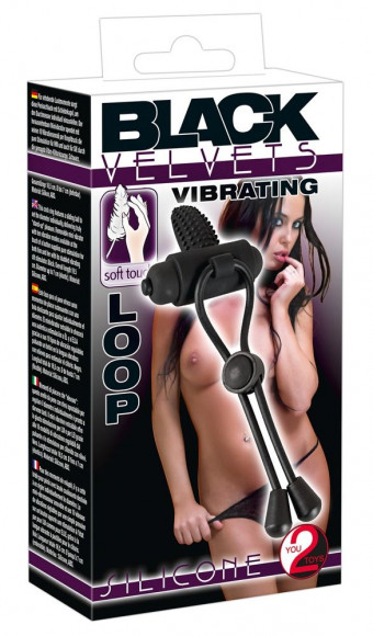 Чёрно лассо на пенис BLACK VELVETS с вибрацией