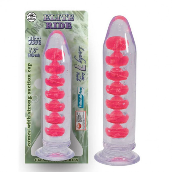 Прозрачная анальная пробка с заострённым кончиком и присоской - 17,8 см.