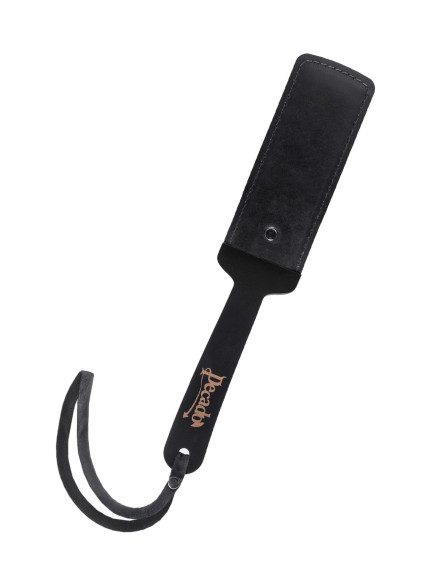 Черный твердый пэддл из натуральной кожи и дерева - 33 см. Черный твердый пэддл из натуральной кожи и дерева - 33 см.