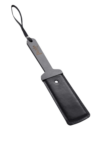 Черный твердый пэддл из натуральной кожи и дерева - 33 см. Черный твердый пэддл из натуральной кожи и дерева - 33 см.