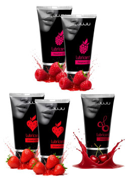 Набор из 5 съедобных лубрикантов JUJU (клубника х 2, малина х 2, вишня) Набор из 5 съедобных лубрикантов JUJU (клубника х 2, малина х 2, вишня)