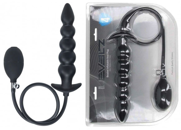 Черная анальная елочка с функцие расширения Beaded Inflatable Silicone Anal Plug