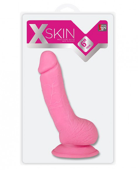 Розовый фаллоимитатор XSKIN 6 TPR DONG PINK - 15 см.