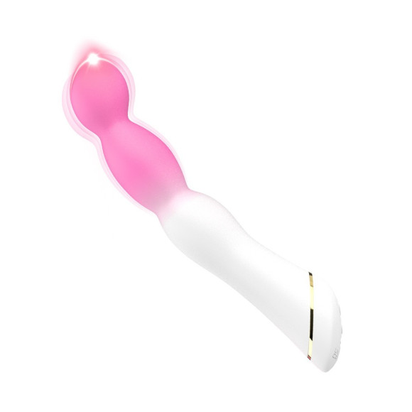Бело-розовый вибромассажер с круглой головкой - 21,5 см. Бело-розовый вибромассажер с круглой головкой - 21,5 см.