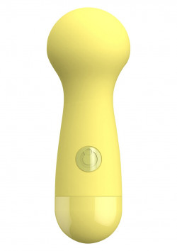 Жёлтый вибромассажер CARA SMALL WAND YELLOW - 14 см.
