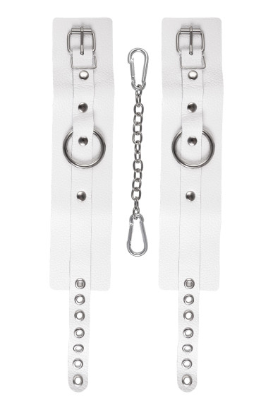 Белые мягкие кожаные оковы с люверсами