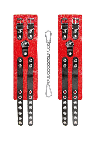 Красно-черные мягкие оковы с двумя ремешками с люверсами