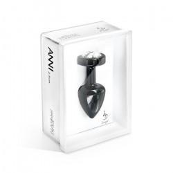 Чёрный анальный плаг Anni R Clover Black T1 с кристаллом в виде цветка - 6 см.