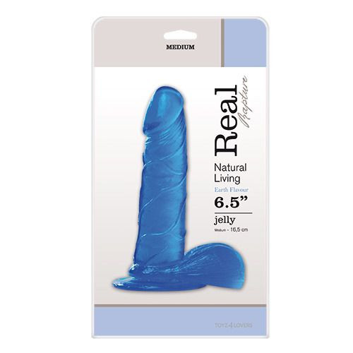 Синий фаллоимитатор JELLY DILDO REAL RAPTURE BLUE 6,5  - 16,5 см.