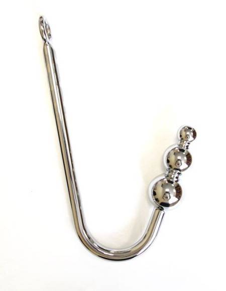 Серебристый анальный крюк с тремя шариками Серебристый анальный крюк с тремя шариками