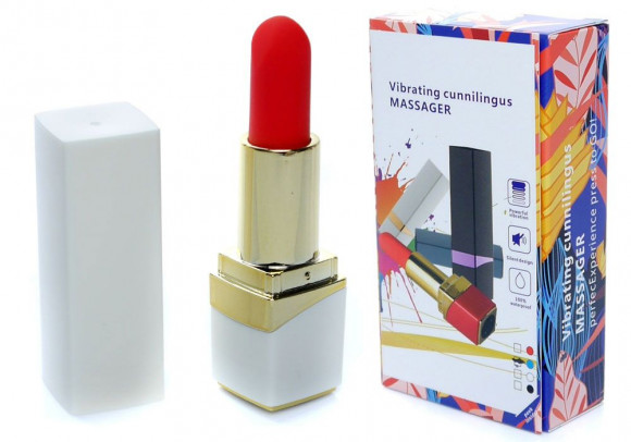 Белый мини-вибратор в форме помады