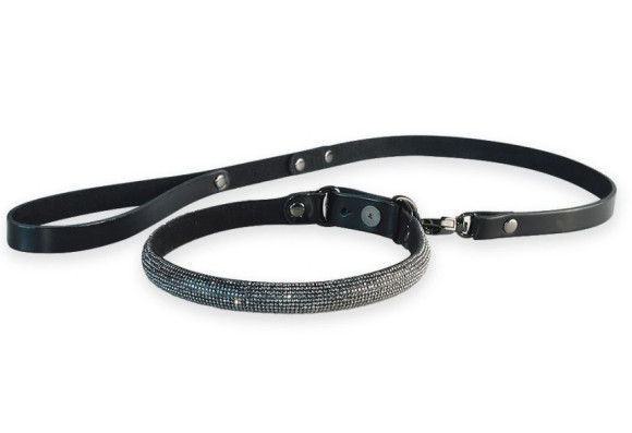 Эффектный сверкающий ошейник с поводком Гламур Эффектный сверкающий ошейник с поводком Гламур