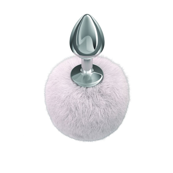 Серебристая анальная пробка с белым пушистым хвостиком Twinkle Серебристая анальная пробка с белым пушистым хвостиком Twinkle