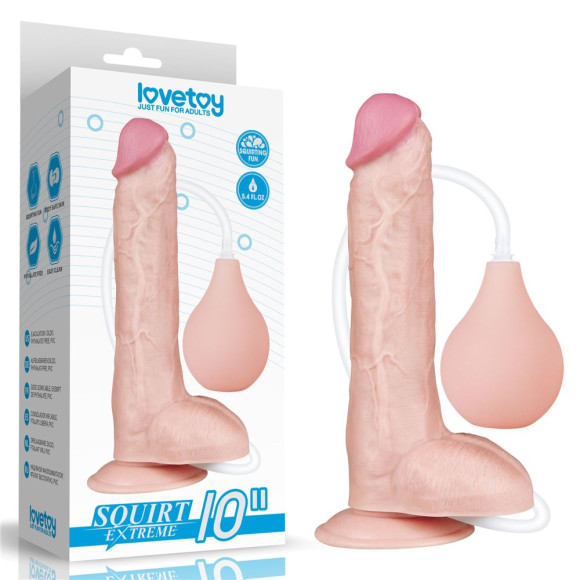 Реалистичный фаллоимитатор с имитацией эякуляции 10 Squirt Extreme Dildo - 25,4 см. Реалистичный фаллоимитатор с имитацией эякуляции 10 Squirt Extreme Dildo - 25,4 см.