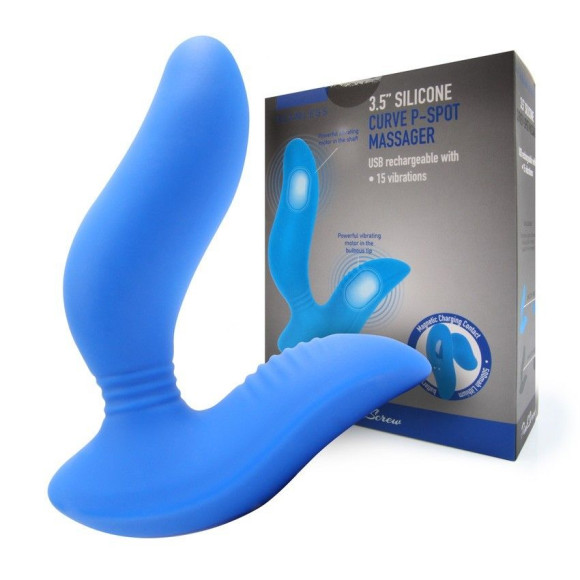 Синий вибромассажер простаты 3,5’’ Curve P-spot Massager - 12 см. Синий вибромассажер простаты 3,5’’ Curve P-spot Massager - 12 см.