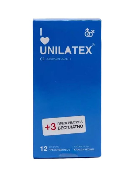 Классические презервативы Unilatex Natural Plain - 12 шт. + 3 шт. в подарок Классические презервативы Unilatex Natural Plain - 12 шт. + 3 шт. в подарок