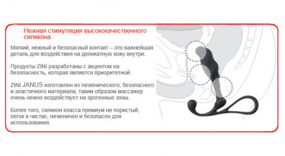Средний черный массажер простаты ZINI JANUS ANTI-SHOCK