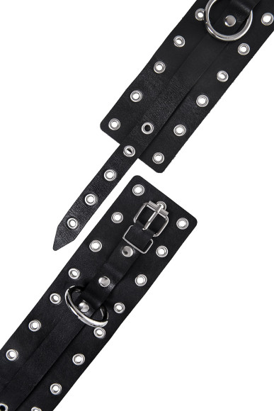 Черные кожаные однослойные оковы с люверсами Черные кожаные однослойные оковы с люверсами