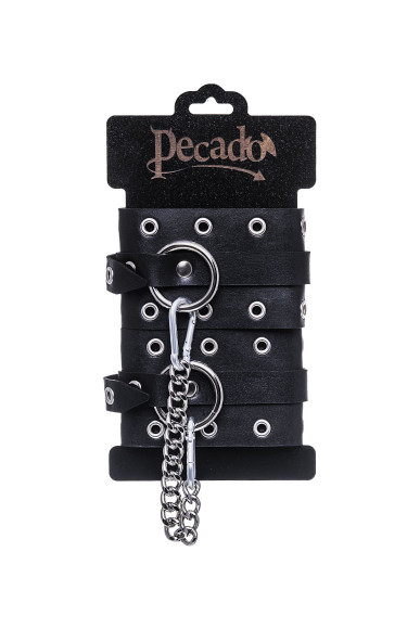 Черные кожаные однослойные оковы с люверсами Черные кожаные однослойные оковы с люверсами