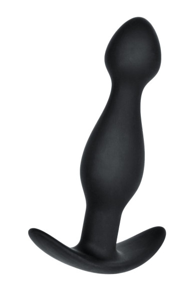 Черная силиконовая анальная пробка с ограничителем - 11,5 см. Черная силиконовая анальная пробка с ограничителем - 11,5 см.
