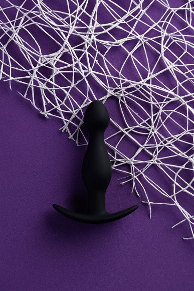 Черная силиконовая анальная пробка с ограничителем - 11,5 см. Черная силиконовая анальная пробка с ограничителем - 11,5 см.