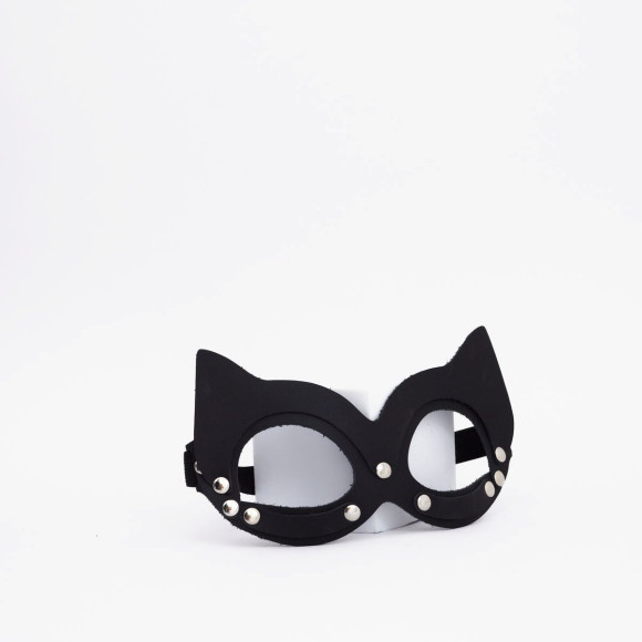 Черная кожаная маска кошки с клепками Черная кожаная маска кошки с клепками