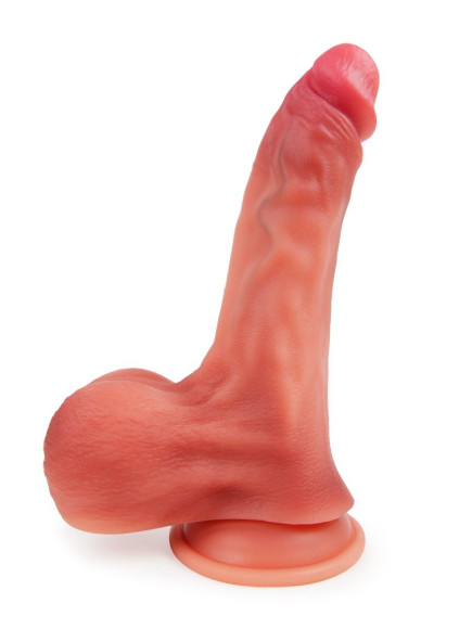 Телесный вибратор-реалистик с пультом ДУ - 23 см.