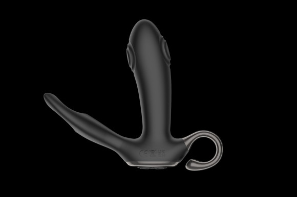 Черный вибромассажер простаты с эффектом маятника и пультом ДУ - 16 см. Черный вибромассажер простаты с эффектом маятника и пультом ДУ - 16 см.