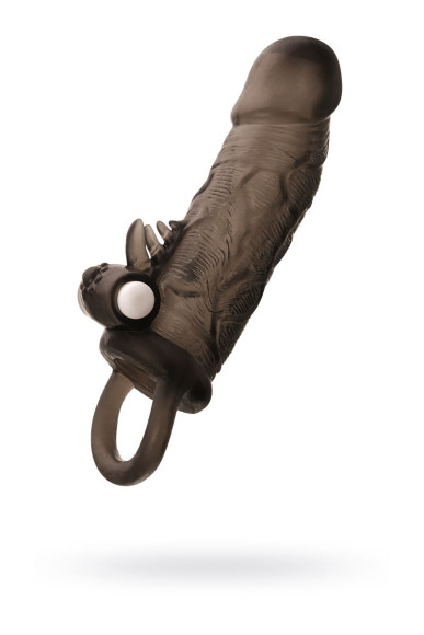 Чёрная насадка на пенис Toyfa XLover с вибрацией Чёрная насадка на пенис Toyfa XLover с вибрацией