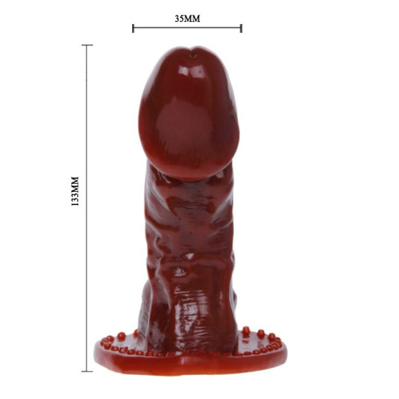 Коричневая фаллическая насадка с вибропулькой - 13,3 см. Коричневая фаллическая насадка с вибропулькой - 13,3 см.