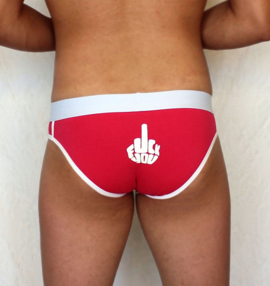 Ярко-розовые мужские трусы-слипы с провокационной надписью Ярко-розовые мужские трусы-слипы с провокационной надписью