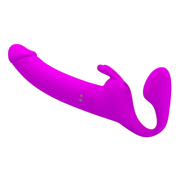 Лиловый безремневой страпон с вибрацией Zanini Лиловый безремневой страпон с вибрацией Zanini